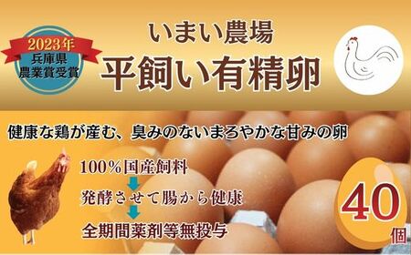 BQ5　いまい農場の 平飼い 有精卵　40個 【 赤玉 たまご タマゴ 玉子 平飼い 国産 こだわり 受賞 兵庫県 宍粟市 しそうし】