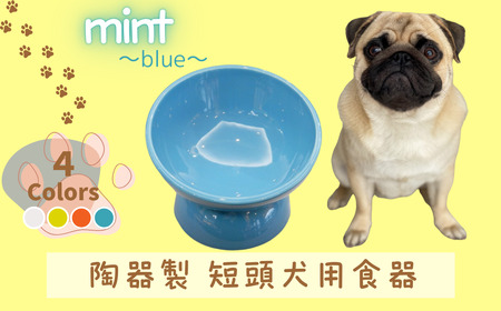 ペット用品 ペット  ペットフードボウル「陶器製 短頭犬用食器」ミント ブルー 餌入れ エサ入れ えさ入れ 食器 皿 犬 猫 犬用食器 猫用食器  小型用ペットフードボウル 軽量ペットフードボウル アイボリー 奈良県 奈良市 奈良 なら 536151 10-094