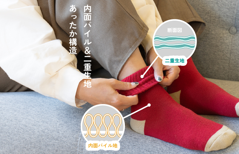 【スピード発送】あったまったん ソックス（レッド） G3275