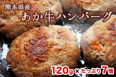 熊本の和牛 あか牛ハンバーグ 熊本産あか牛を使用した贅沢ハンバーグたっぷり7個入り《30日以内に出荷予定(土日祝除く)》  赤牛 あかうし 簡単 調理 惣菜 冷凍 牛 湯煎 人気 子供 こども 小分け ハンバーグ 熊本県 玉東町｜ブランド牛肉 特産品牛肉