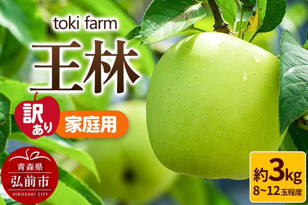 りんご 王林 約3kg（8～12玉程度）【訳あり】家庭用 toki farm