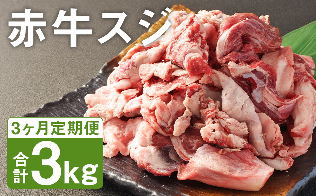 【3ヶ月定期便】 赤牛 スジ 1kg×1パック