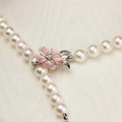 ふるさと納税 桜川市 桜のピンクシェル貝ペンダントと和珠ネックレス |  | 02