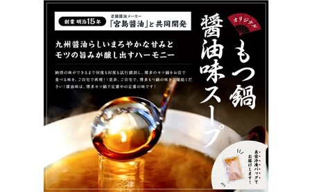 博多 醤油 もつ鍋 3～4人前セット【配送不可：離島】 お肉 牛肉 鍋セット モツ鍋 醤油スープ 