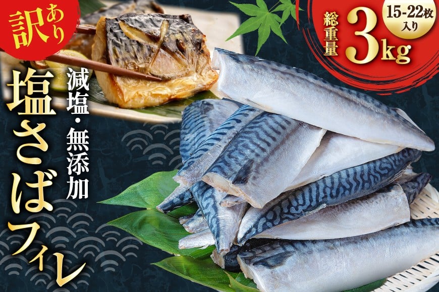 
            訳あり 減塩 無添加 塩サバ フィレ 総重量 3.0kg (15-22枚入) [足利本店 宮城県 気仙沼市 20565687] 魚介類 魚 海鮮 大容量 サバ さば 鯖 塩分控えめ サバフィレ サバフィーレ 鯖フィレ 塩サバフィレ 切り身 訳アリ わけあり 冷凍
          