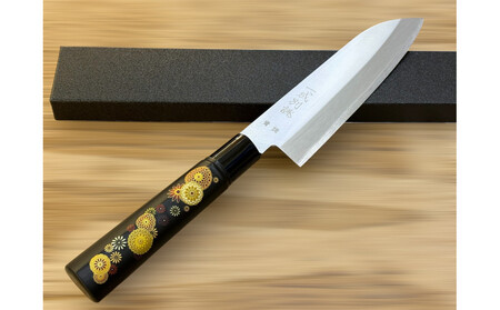 極上　安来青鋼1号　三徳万能包丁　菊の花＜和風レトロモダン＞　木製ハンドル