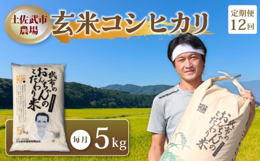 【先行予約】 新米 【お米定期便】 玄米 コシヒカリ 【12回】 5キロ 5㎏ 数量限定 米 コメ お米 早場米 ご飯 おにぎり こめ 令和8年度 農家直送 産地直送 ふるさと納税  定期便 高知県 南国市