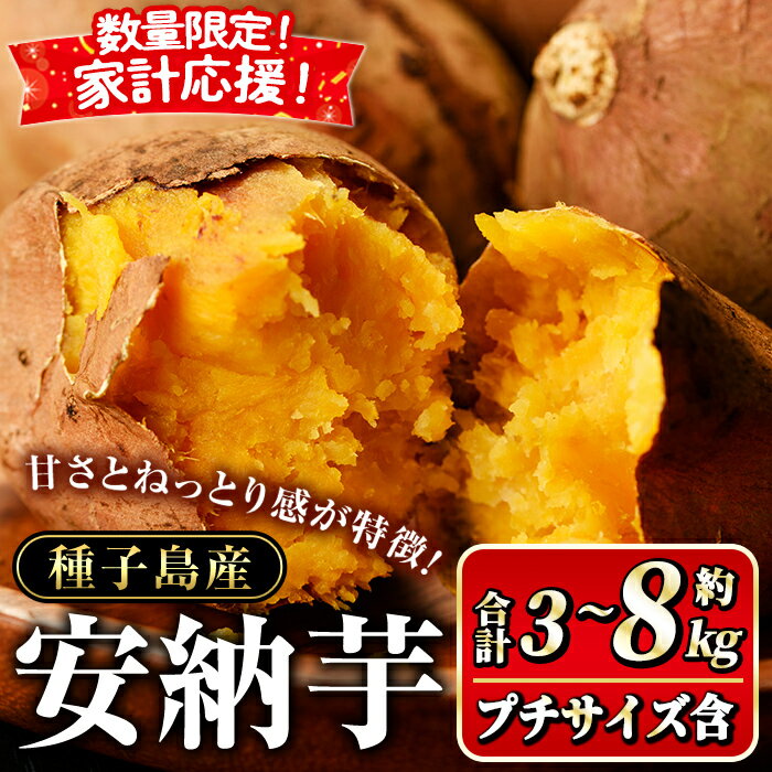 【ふるさと納税】＜先行予約受付中！2026年10月初旬頃より順次発送予定＞数量限定！内容量が選べる！種子島産 安納芋(計3～8kg) 生活応援 家計応援 国産 安納芋 蜜芋 紅 種子島 芋 いも さつまいも さつま芋 安納いも セット 詰め合わせ 焼芋 焼き芋 【種子島安納大地】