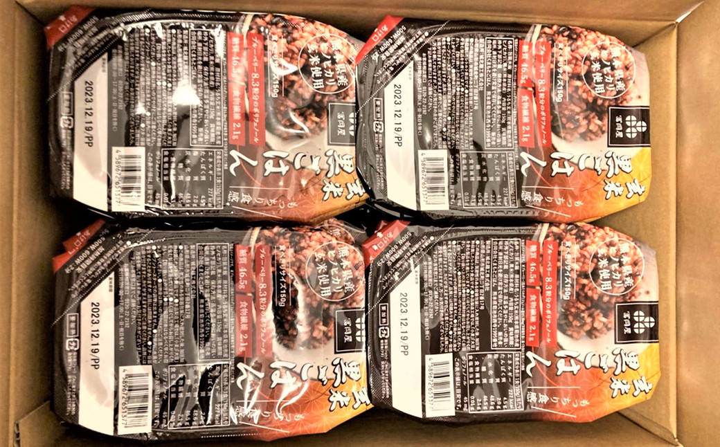 【6ヵ月定期便】黒米入り玄米 ご飯パック 150g×24個×6回お届け 合計144個  米・食味分析鑑定コンクール金賞受賞生産者が作る 熊本県菊池産ヒノヒカリ 残留農薬不検出