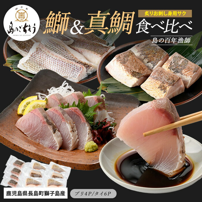 【ふるさと納税】＜百年漁師＞獅子島産 百年漁師の鰤 (約150g×4P) と真鯛 (約100g×6P) 炙り刺身サク食べ比べ【島のごちそう】gochi-1336