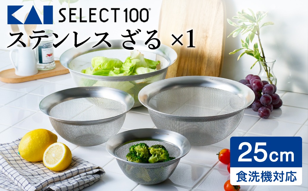 貝印 SELECT100 ざる 25cm 000DF5004 セレクト100 関市 ザル キッチンツール 料理 刃物 おしゃれ 便利