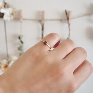 11号 天然石 ブラックオパール リング (Silver925 18KGP仕上げ) ／ Maco アクセサリー シルバー ヘアライン加工 プレゼント 奈良県 田原本町