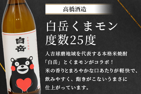 【球磨焼酎】多良木の米焼酎のみくらべ 2 本セット③～ 蔵八900ml・白岳くまモン900ml 米焼酎 焼酎 房の露 高橋酒造 熊本県 多良木町 015-0703 蔵八・白岳くまモン