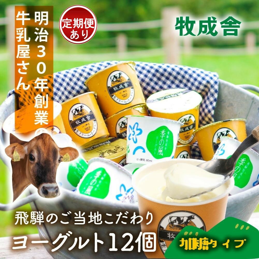【ふるさと納税】＜牧成舎＞飛騨の牛乳屋さんが作った こだわりの ご当地カップヨーグルト 12個（加糖タイプ） 単品配送／定期便全3～12回 (毎月発送)| DF037MP