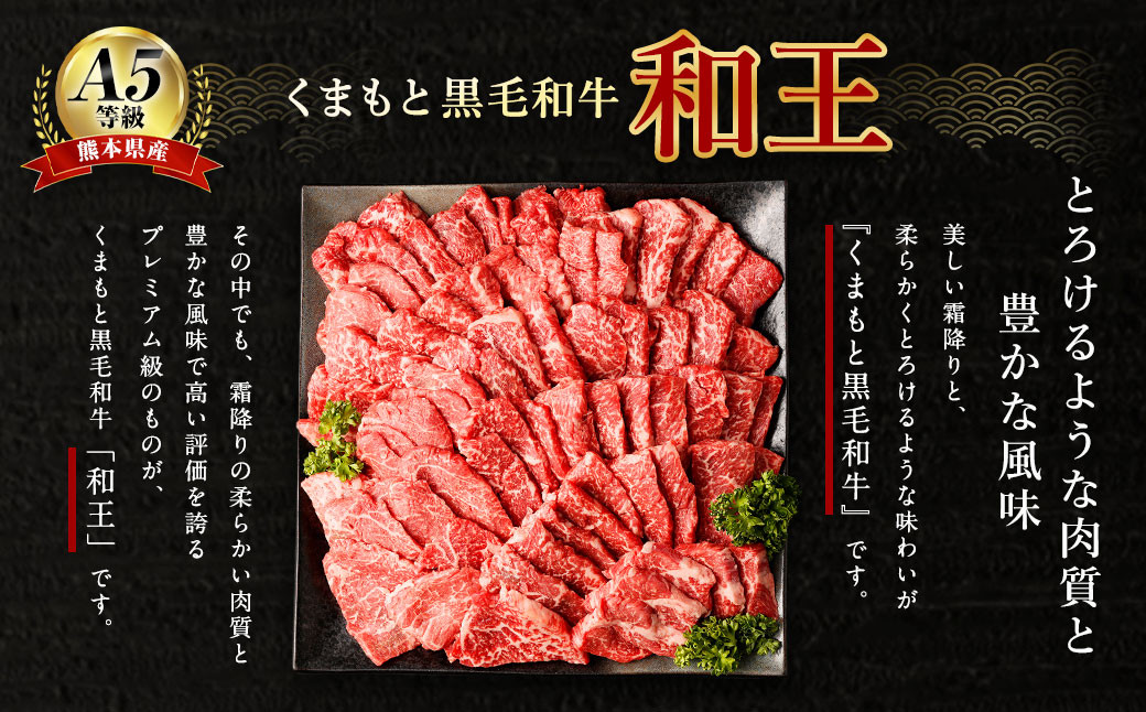 熊本県産 A5等級 和王 柔らか赤身 焼肉 1.2kg (300g×4P) タレ2本付き 牛肉 赤身肉 黒毛和牛