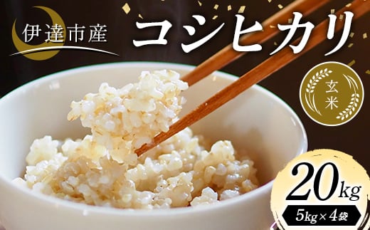 
            令和7年産米 伊達市産 コシヒカリ 玄米 20kg ご飯 ごはん ライス 伊達市 F21C-355
          