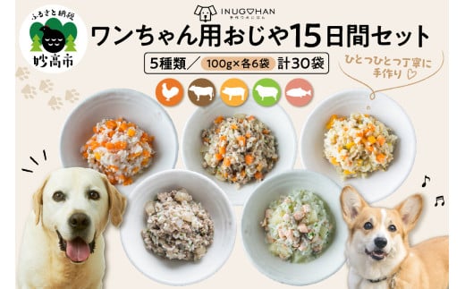 ワンちゃん用おじや15日間セット【各100g×6袋(計30袋)】