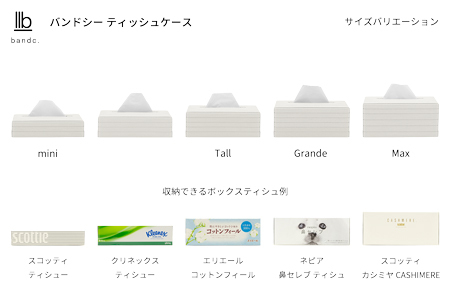 心地よい暮らしをつくる ティッシュケース Max ホワイト 岩手県奥州市産 バンドシー Bandc スコッティ カシミヤ 大人の鼻セレブ に対応 [AR110]