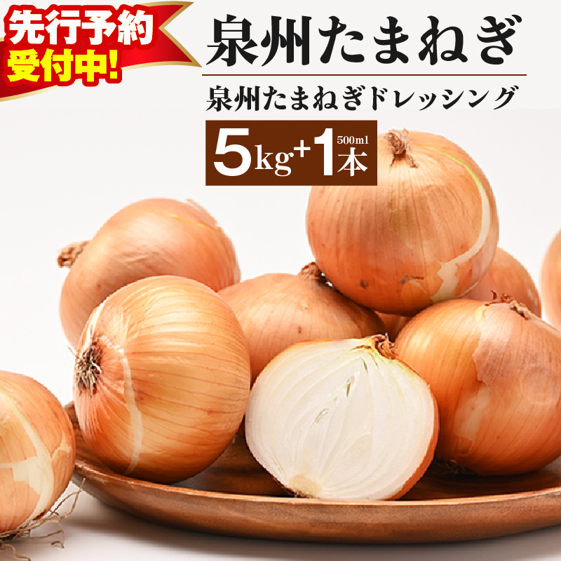 射手矢さんちの泉州たまねぎ 5kgとドレッシング 500ml×1本