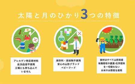 太陽と月のひかり☆通常セット6パック☆(山形県産ベビーフード、農薬・化学肥料・保存料不使用)【11ヶ月頃から】 FZ21-395