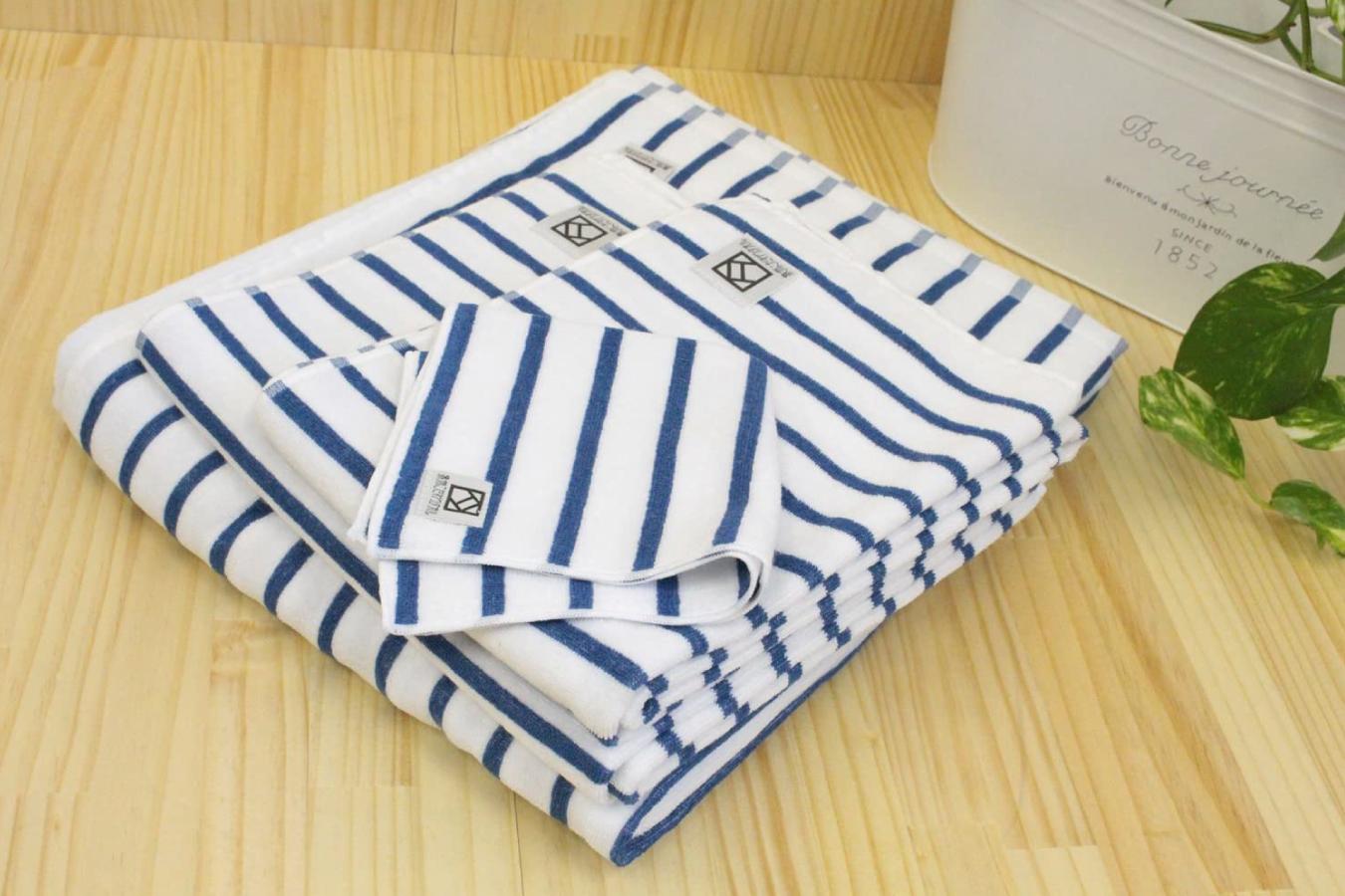 
                  松藤テリー　シンプルスタイルタオル　ホワイト/ブルー　4枚（009_5184）
                