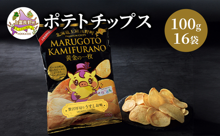 ポテトチップス 黄金の一枚 厚切りうすしお 上富良野 ポテトチップス【100g×16袋】