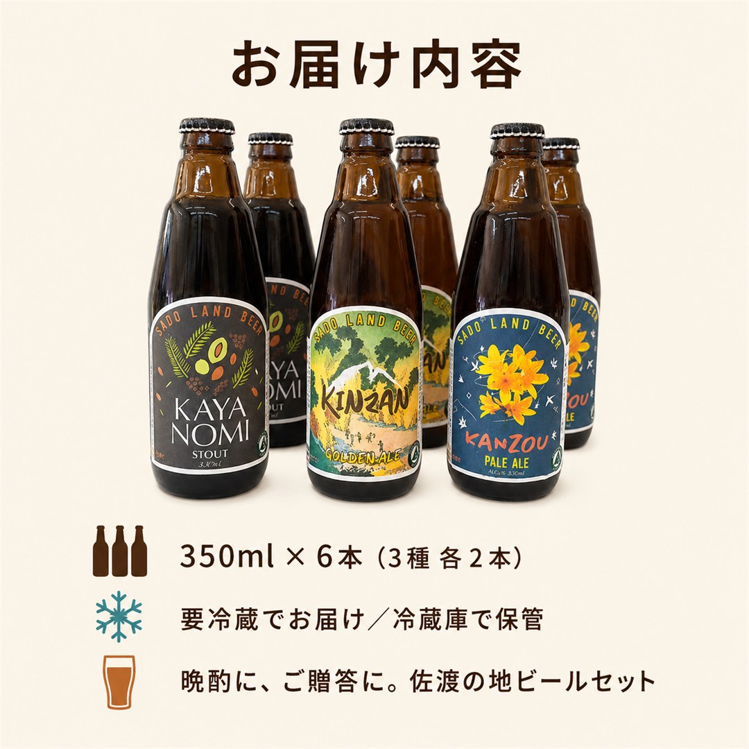 佐渡 クラフトビール 金山・カンゾウ・新之助 350ml×6本195949-0074