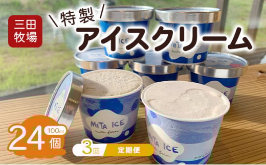 【3ヵ月定期便】アイス 三田牧場 特製 アイスクリーム 20個＋おまけ4個 セット ミルク チョコレート いちごミルク ラムレーズン 抹茶 お菓子[№5794-0165]