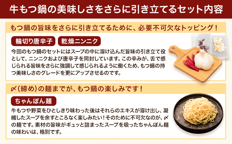 もつ鍋 もつ鍋セット 2人前 本格醤油味 ちゃんぽん付き 国産牛小腸100％使用 送料無料《30日以内に出荷予定(土日祝除く)》 牛もつ 唐辛子 ニンニク セット 博多 国産 ヤマタカ醤油 牛 冷凍食