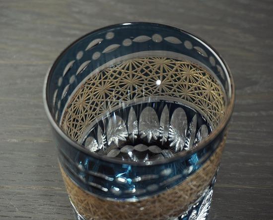 金帯切子グラス（漆技） ダークブルー ［NF196］