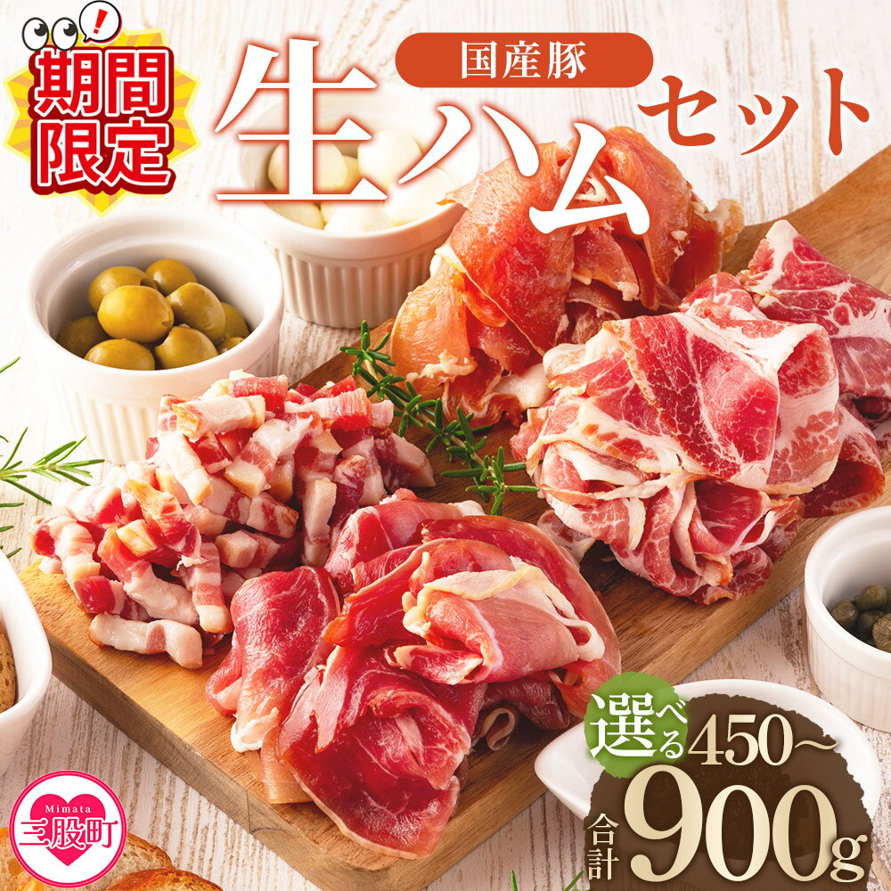 【ふるさと納税】【期間限定特別企画】【レビューキャンペーン】内容が選べる＜国産豚生ハムバラエティーセット(計450g/900g)＞ 豚モモ 豚バラ 肩肉 スライス 切り落とし パンチェッタ 短冊 コッパスライス サラダ おつまみ 小分け ギフト 【MI270-pl】【株式会社プラス】