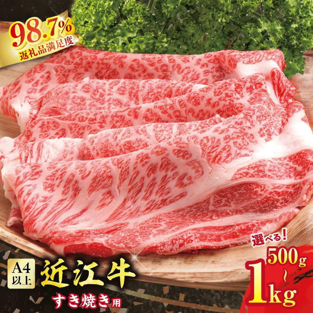 【 ふるさと納税 】 近江牛 すき焼き 500g / 1kg 牛肉 すき焼き用牛肉 国産 和牛 ブランド牛 黒毛和牛 銘柄牛 ブランド和牛 もも肉 牛もも肉 バラ肉 牛バラ肉 牛肩 高級 A4ランク 赤身 霜降り 贈答用 お祝い 牛肉スライス 冷凍 特産 名産 ギフト カネ吉山本