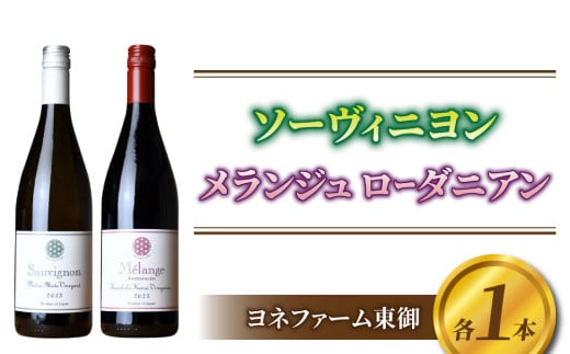 ソーヴィニヨン　祢津御堂ヴィンヤード　2023、メランジュ　ローダニアン　鞍掛金井ヴィンヤード　2023　各1本【ヨネファーム東御】