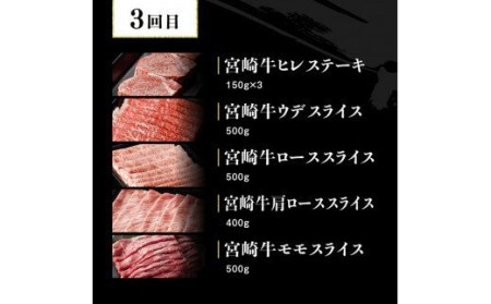 【定期便】宮崎牛６ヶ月定期便Ｄ【肉 牛肉 国産牛肉 黒毛和牛 宮崎牛 肉質等級4等級以上の牛肉 牛ステーキ 牛肉スライス 焼肉 全６回 牛肉】