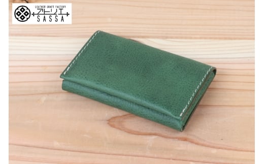名刺入れ [アトリエSASSA 富山県 朝日町 34310573-gr] 名刺 めいし 名刺入 カードケース 革 牛革 国産 レザー手作り カードホルダー シンプル