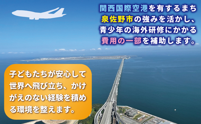 【返礼品なし】関空から世界へ飛び立つ！青少年海外研修補助応援寄附（大阪府泉佐野市） ON0031