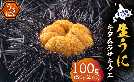 北海道 礼文島産 採れたて キタムラサキウニ 塩水パック 50g×2 生うに 生ウニ 塩水うに 魚貝類 雲丹
