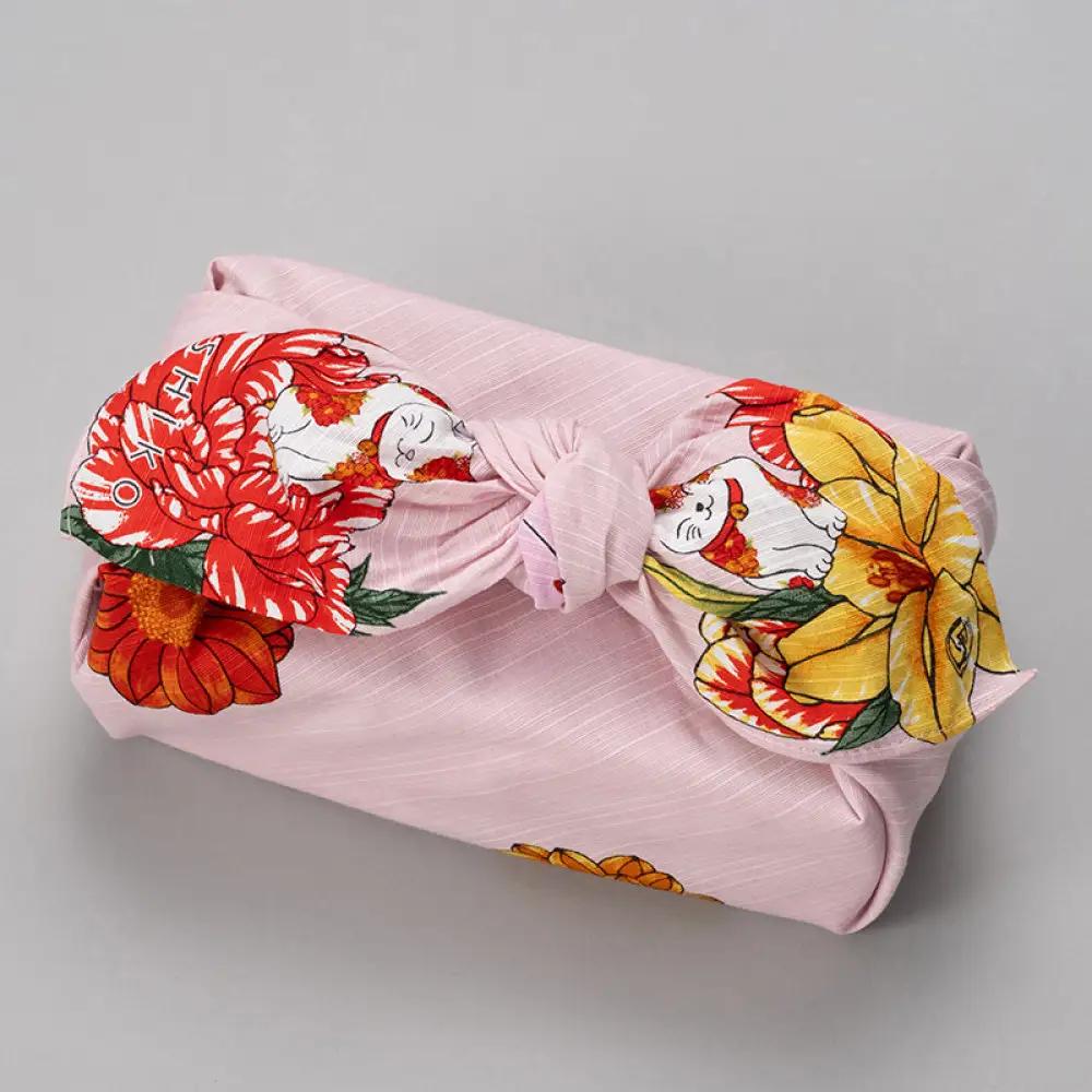 FUROSHIKI  風呂敷 ふろしき 花詰め招き猫 日本製 70cm×70cm