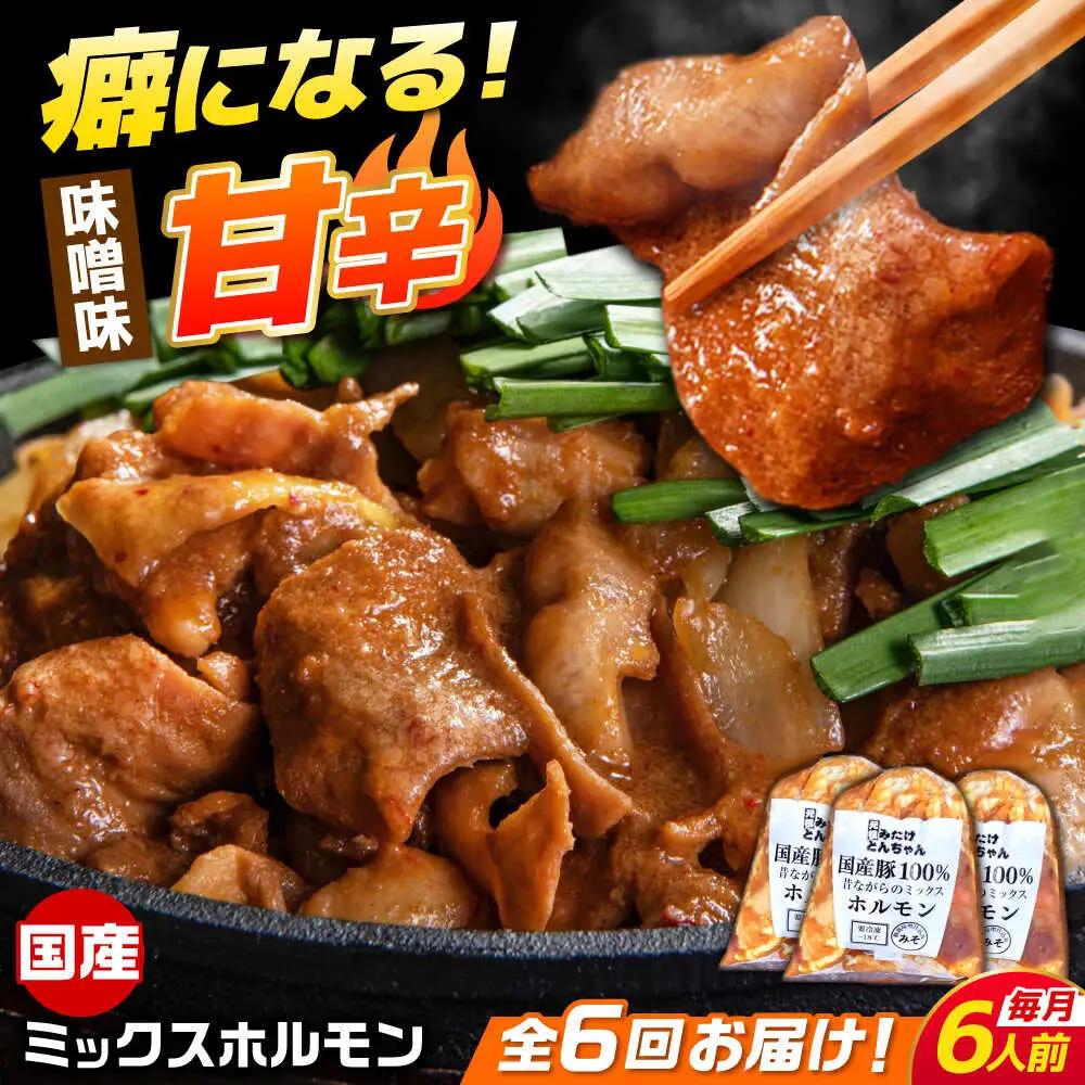【6回定期便】昔ながらのミックスホルモン 3袋（6人前） / モツ もつ レバー ホルモン / 御嵩町 / 藤よし[AVAA086]