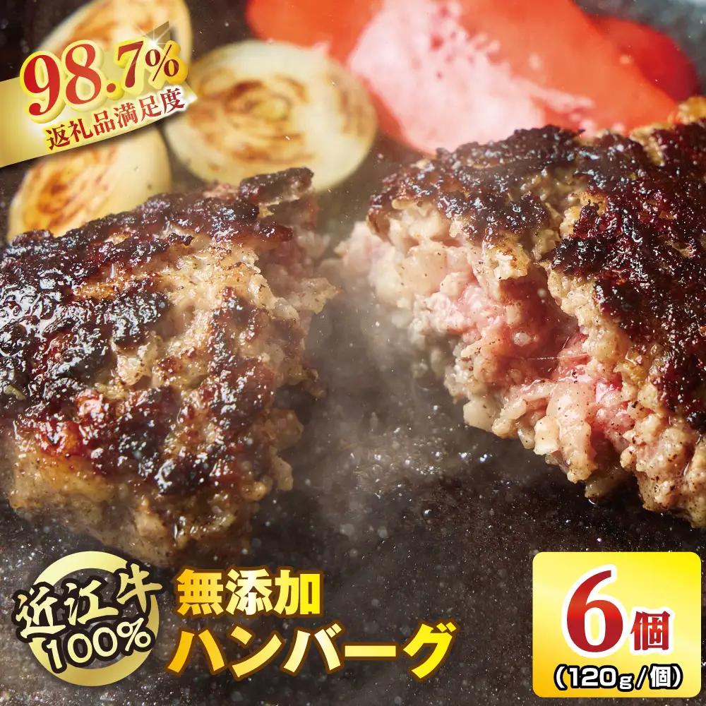 ハンバーグ 近江牛 100% 【無添加】食べ応え抜群！超あらびきワイルドハンバーグ 720g (約120g×6個) ブランド 牛肉 黒毛和牛 【 近江牛 】 FO18W
