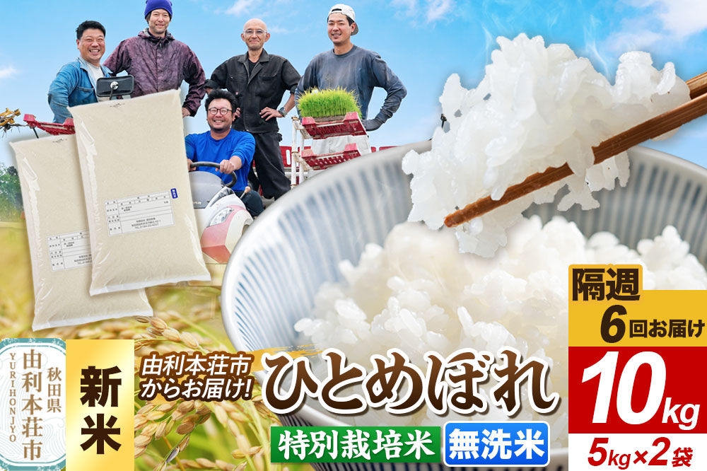 ＜令和8年産 新米＞《2週間毎お届け》【定期便6回】【無洗米】ひとめぼれ 10kg（5kg×2袋）特別栽培米   秋田県産 [ひとめぼれ 新米 米 お米 無洗米 特別栽培米 ブランド米 食卓 おにぎり 秋田県産 秋田]