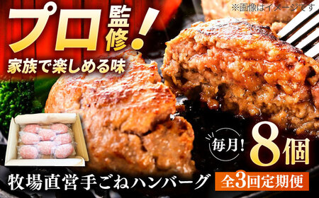 【3回定期便】自家製ハンバーグ8個  人気商品が3回届く！/ ハンバーグ [IAX011]