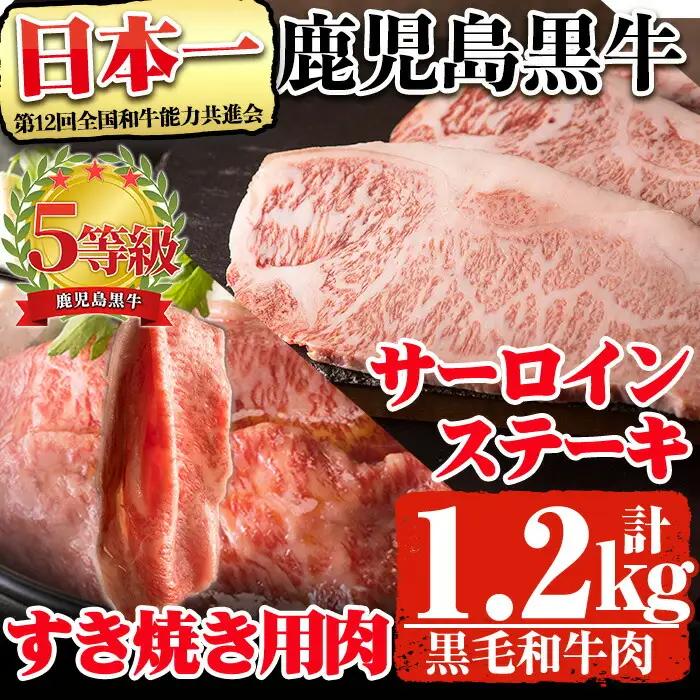鹿児島県産 黒毛和牛 5等級 鹿児島黒牛 サーロイン ステーキ (200g×3枚)・ すき焼き (600g) セット 計1.2kg！(S-1801)31-D-23 【そお鹿児島農業協同組合】D23-v