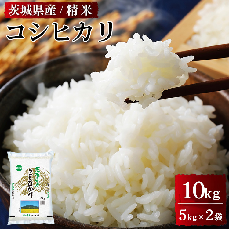 令和6年産茨城県産コシヒカリ　精米　合計10kg (5kg×2袋)　※離島への配送不可　※2024年9月中旬頃に順次発送