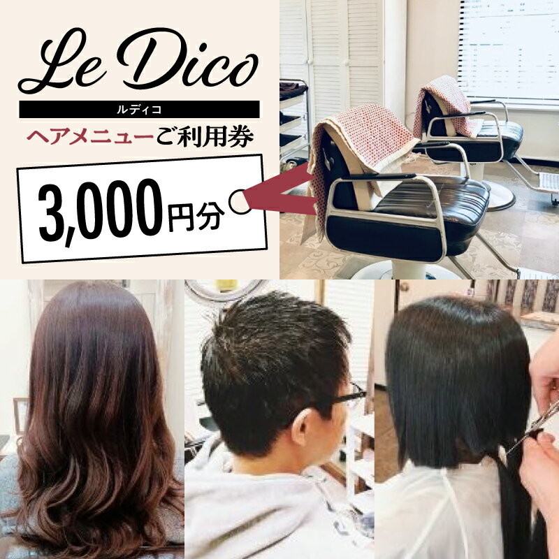 【ふるさと納税】 【ル・ディコ】ヘアメニューご利用券（3,000円分） 東京都 渋谷区 利用券 チケット 美容室 完全予約制 アットホーム 駅チカ 予約 ヘアカット プレゼント 送料無料