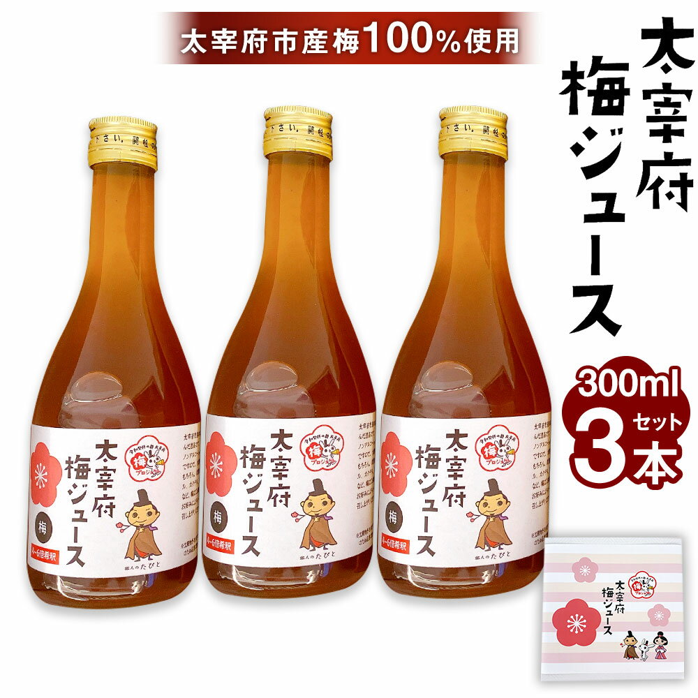 【ふるさと納税】太宰府市産梅ジュース（スタンダード）300ml×3本 セット 箱入り 太宰府市産梅100%使用 手作り ジュース 梅プロジェクト 梅ドリンク うめ ドリンク 飲み物 福岡県産 国産 福岡県 太宰府市 送料無料