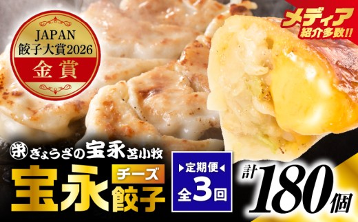 【定期便・全3回 毎月】【JAPAN餃子大賞2026（TM） 通販餃子 金賞受賞】手包み餃子 ぎょうざの宝永 チーズ餃子60個セット（チーズ餃子15個入×4袋）　T004-T08-03-02