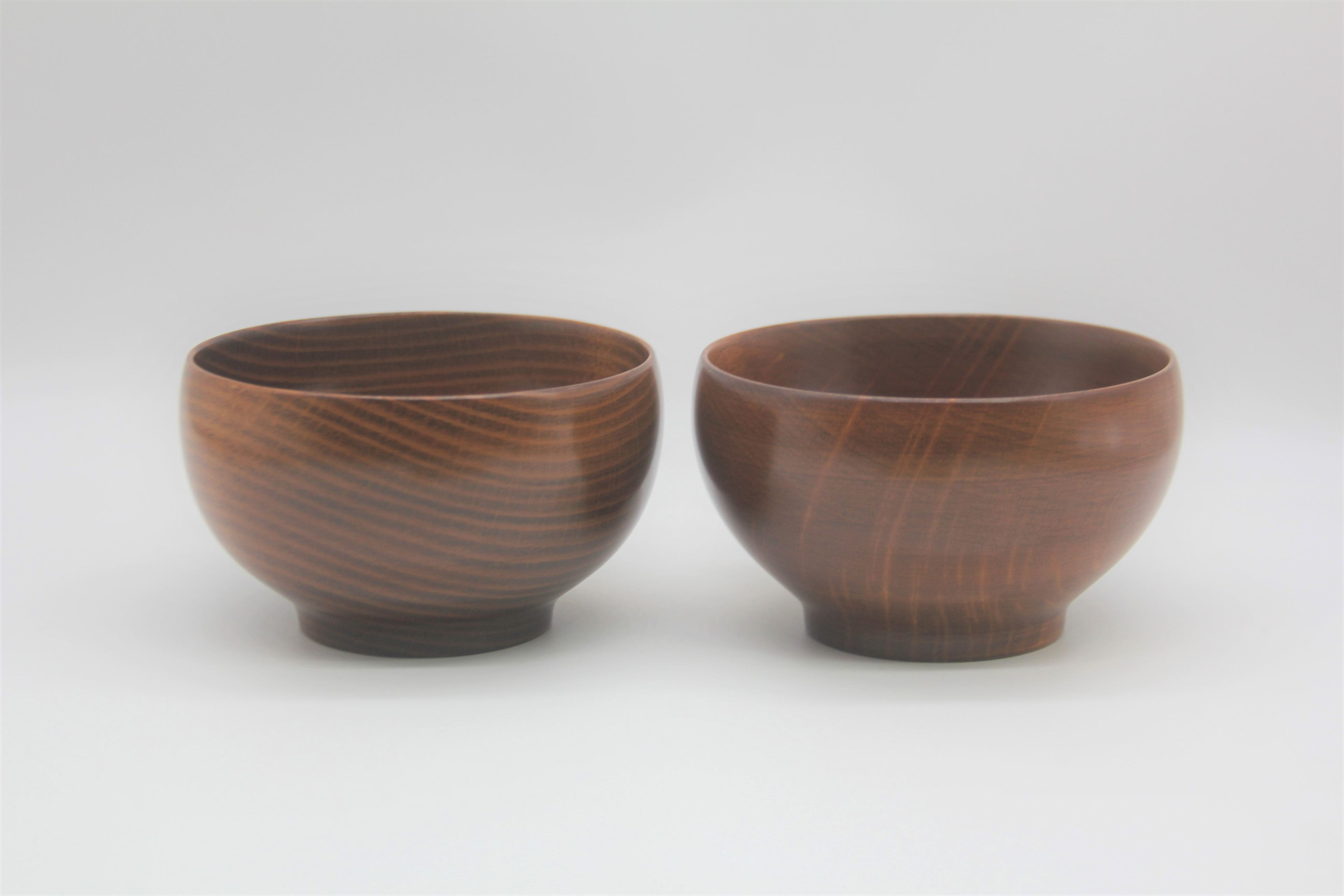 【期間限定！試供品木製スプーン付き！】漆めいぼく椀 中 ２樹種セット(ブナ・サクラ)【めいぼく椀11.5φ×6.8cm 手作り ふき漆塗り 国産天然木 おしゃれ プレゼント 記念 お祝い お椀 漆 2客セット ペア 夫婦 神奈川県 小田原市 】