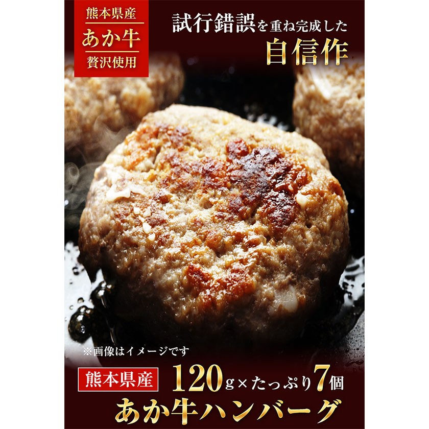 あか牛 ハンバーグ 熊本県産あか牛を使用した贅沢ハンバーグたっぷり120g×7個入り《30日以内に出荷予定(土日祝除く)》---mna_fschamburg_30d_21_14000_840g---