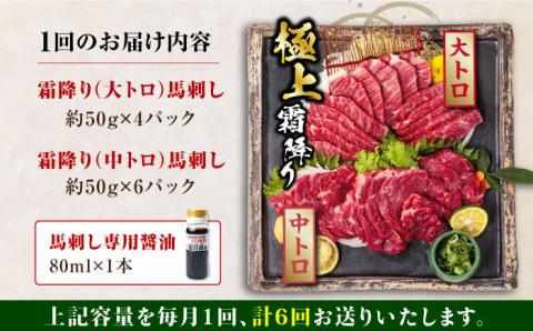 【全6回定期便】熊本県産 馬刺し 計500g ( 大トロ 200g 霜降り 300g ) 専用醤油付き 熊本 国産 冷凍 馬肉 馬刺 ヘルシー【株式会社 利他フーズ】[YBX017]